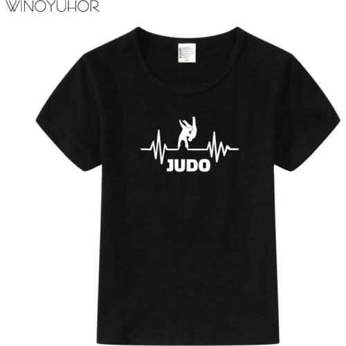 Children Fashion Print Heartbeat Of Judo T-shirts Kids Cool Summer Short Sleeve Tees Tops Baby Casual Clothes For Boys Girls
