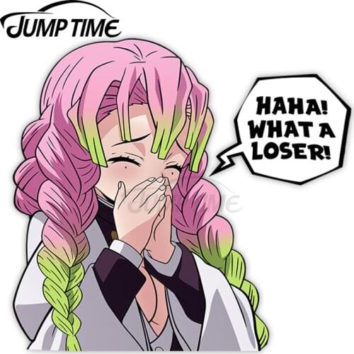 JumpTime 13 x 8.8cm Kanroji Mitsuri Anime Peeker Vinyl Car Stickers Custom Printing Waterproof Decal Window Trunk VAN SUV Decor