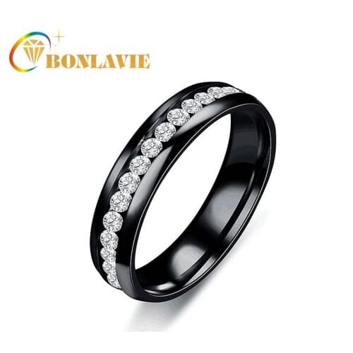 2019 Classic Stainless Steel Rings For Couples Romantic Wedding Rings Small CZ Crystal Fashion Jewelry Wholesale