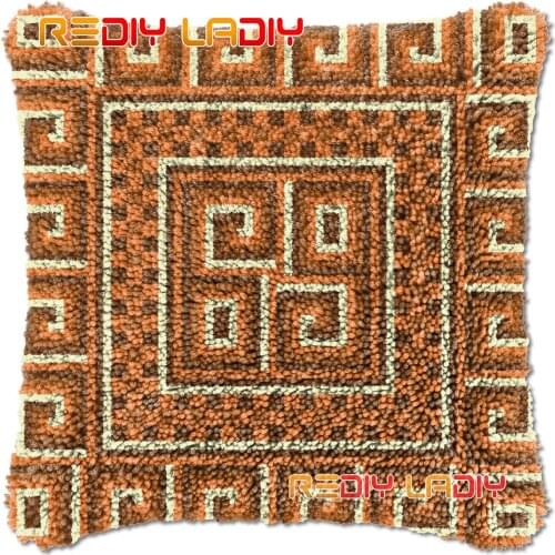 Latch Hook Cushion Geometric Totem DIY Needlepoint Kits Chunky Acrylic Yarn Arts Crocheting Lofty Pillow Case Hobby & Crafts