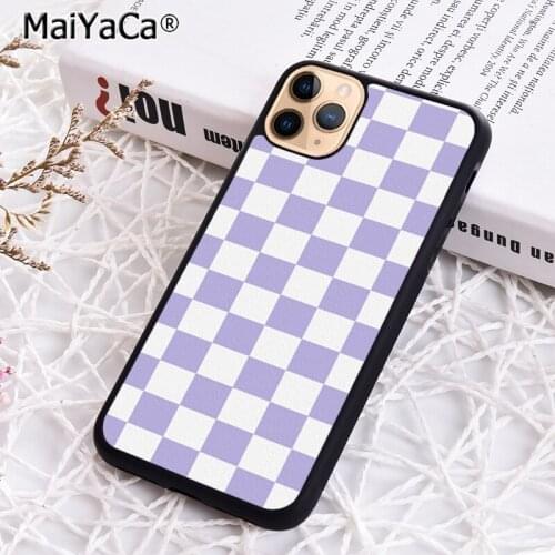 MaiYaCa Violet Checkerboard Phone Case Cover for iPhone 5s SE 6s 7 8 Plus X XR XS 11 12 Pro max samsung galaxy S8 S9 S10 plus