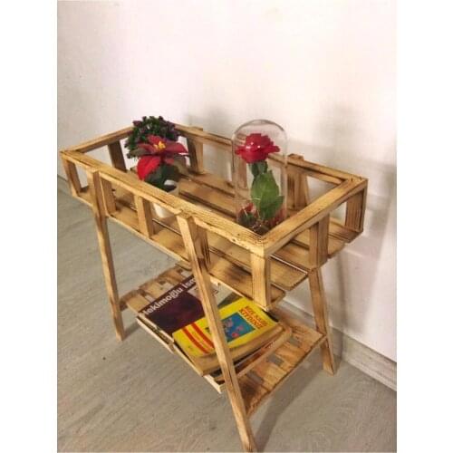 Multi Purpose Decorative Wood Shelf Flower Pot Stand Wood Table Coffee Table different Natural Tumbled bar garden shelf book