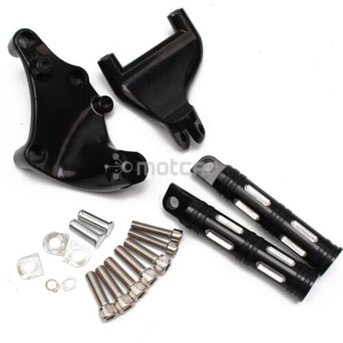 Motorcycle Black Aluminum Rear Passenger Foot Peg With Seat Mounting Bracket Foot Rests For Harley Sportster XL883 1200 14-up
