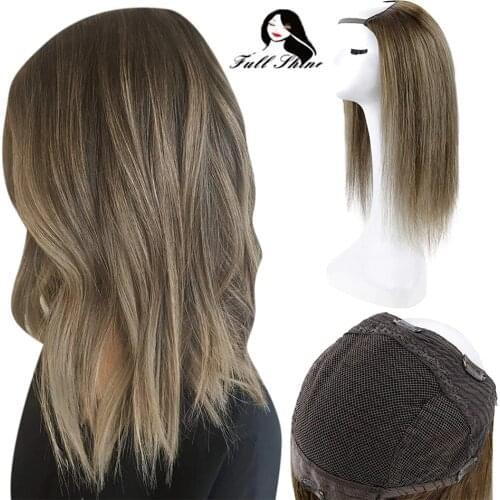 Full Shine Half Wig Clip in One Piece U Part Wig Extensions Ombre Color 100% Machine Remy Hair Straight Human Hair Extensions