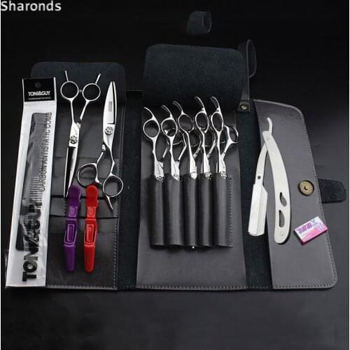 New 6 /7 inch Japan 440c Professional Barber Scissors Warp Cut Special Hairdressing Scissors Tool Full Thin Set fine haircuts