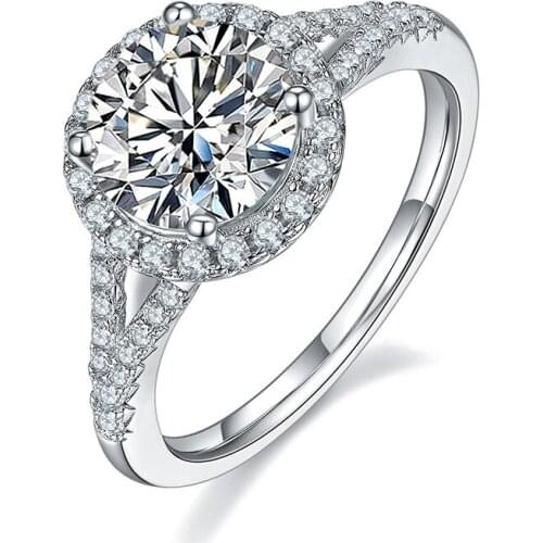 Luxury Real 925 Sterling Silver Ring Test Pass 1.5,2,3 Carat Moissanite Diamond Flower Wedding Sparkling Women Fine Jewelry Gift