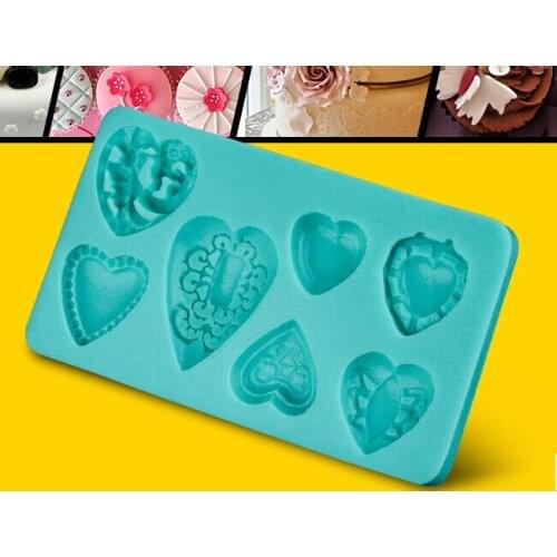 Hear shaped Button Silicone Fondant Cake Mold Chocolate Baking Decor Mould (si210)