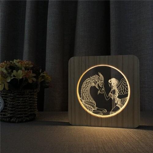 Dragon Beauty 3D USB LED Arylic Night Lamp Table Light Switch Control Carving Lamp for Childrens Room Decoration Dropshipping