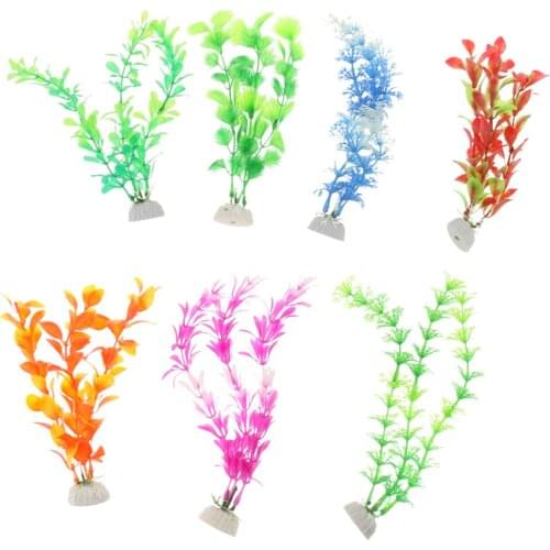 Pack of 7, Aquarium Plastic Plant Fish Tank Decor Aquatic Water Grass Underwater