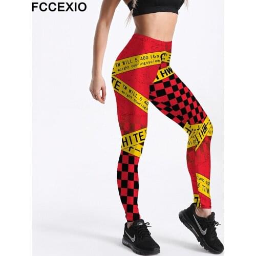 FCCEXIO Nightmare Warning Line Print Plus Size Women Leggings High Waist Fitness Warm Leggings New Ankle-Length Women Pants