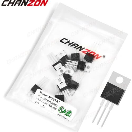 10Pcs IRFB4020PBF TO-220 Power SIC Mosfet Transistor Bipolar Junction BJT Powerful Triode Tube Fets 18A 200V Integrated Circuits