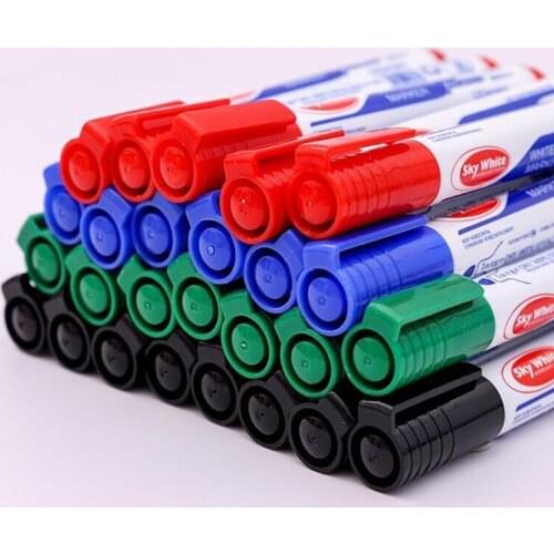 12Pcs/Set Erasable Whiteboard Marker Pen Thick Head Fine Tip Refillable Non Toxic Liquid Ink Colored Writing Pens for School Off