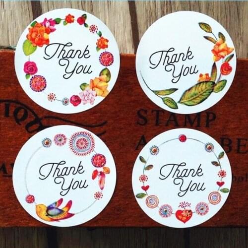 1200pcs/lot Sweet Round Thank you series Adhesive Baking Seal Sticker students' Gift Label Stickers Funny DIY Work