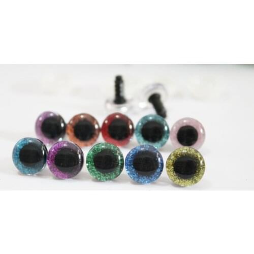 60set/lot 14mm 3D clear glitter toy safety eyes + glitter fabric+ washer for diy plush toy doll--10 colors option