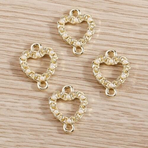8pcs 12*16mm Hollow Love Heart Charms Connector for Making Pendants Necklace Earrings Bracelets Handmade Pearls Jewelry Crafts