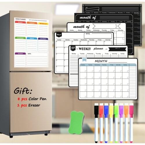 A3 Size Magnetic Monthly Weekly Planner Table Whiteboard Blackboard for Fridge Dry Erase White Board Gift 8 Pen 1 Eraser