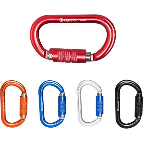 25KN Aluminum Rock Climbing Safety D Type Carabiner Mountaineering