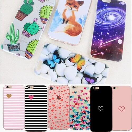 Luxury Case Of Love Heart On Print For Apple iPhone 5 5S 6 6S 7 8 Plus X XS Phone Cases Transparent Flower Cute Fox Cover Coque