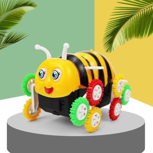Electric Cartoon Bee Toy Car Dump Truck Automatic Flipping Electric Dancing Little Bee Car for Kids