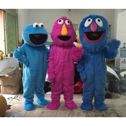 Elmo cookie monster Grover cookie monster Mascot Costume Christmas Fancy Dress Halloween Mascot Costume Free Ship