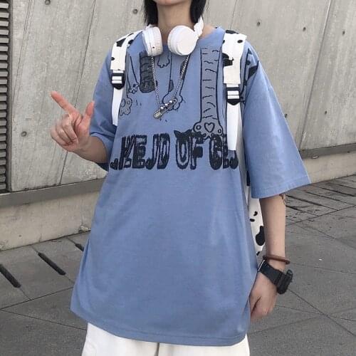 Summer women T Shirt Punk style Oversized Harajuku Tops Fashion Aesthetic Unisex cotton long Gothic T-shirts Hip hop Streetwear