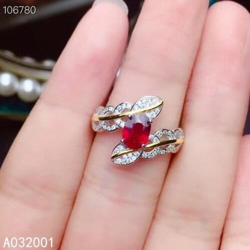 KJJEAXCMY fine jewelry natural Ruby 925 sterling silver new adjustable gemstone women ring support test popular beautiful