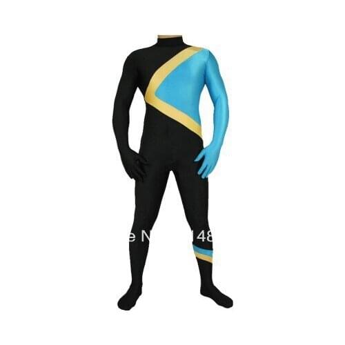 Contrast Color Spandex Zentai Suit Fullbody Tight Catsuit