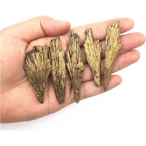 Beautiful 1pc 5-20g Golden Titanium Black Tourmaline Aura Quartz Crystal Peacock Tail Stone Mineral Natural Quartz Crystals