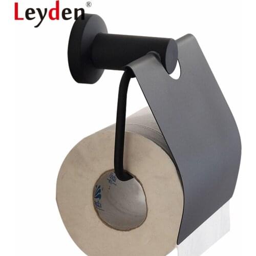 Leyden Toilet Paper Holder Black Stainless Steel Toilet Roll Holder Wall Mounted Modern Toilet Tissue Toilet Bathroom Accessory