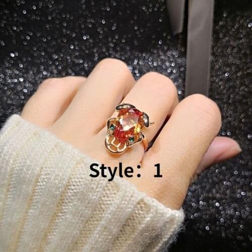 Personality Exaggeration Design Toad Necklace Ring 2021 Korean Fashion Women AAA Zircon Opening Ring Lady Daily Wear Jewelry