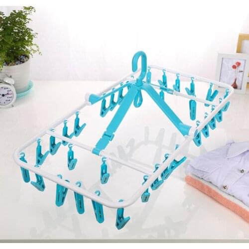 Multifunctional plastic hanger folding baby underwear clip frame socks windproof children clothes racks 20clip and 32clip