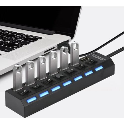Multi USB Hub 4/7 ports High Speed HUB USB 2.0 Splitter Adapter With Independent Switch For PC Laptop Computer USB Expand