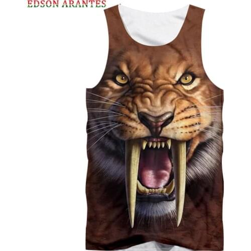 Mens women casual Tank Tops 3d Saber-toothed Tiger Full print Summer Sleeveless Tee Shirt Vest Mens Streetwear Tank Tops