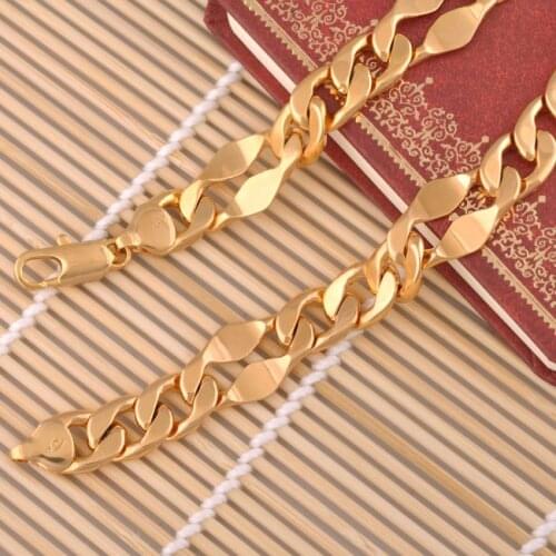 MxGXfam (600*15mm)Trendy chunky necklaces Men Gold Color (24inch) Made by Lead and Nickel Free Copper