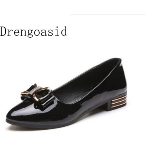2019 new fashion Spring Women Shoes Bow Tie Elegant Low Heels Slip On Footwear Female Pointed Toe Thick Heel