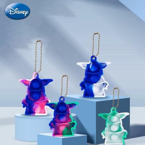 New Disney Baby Yoda Figure Pop Keychain Key Holder Ring Accessories Simpl Dimmer Antistress Fidget Toys for Children Gift