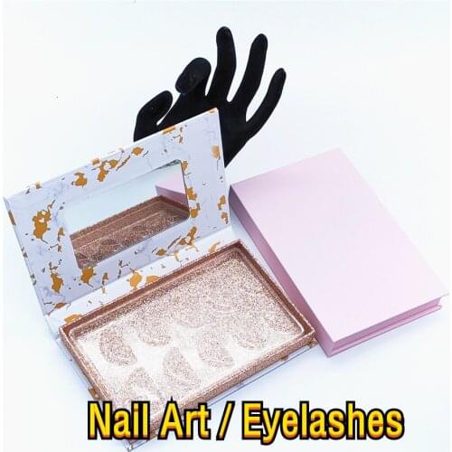 New Design Eyelash Packaging Box Wholesale Empty Lash Boxes With Tray Rectangle Case 25mm Mink Lashes five pairs box put nails