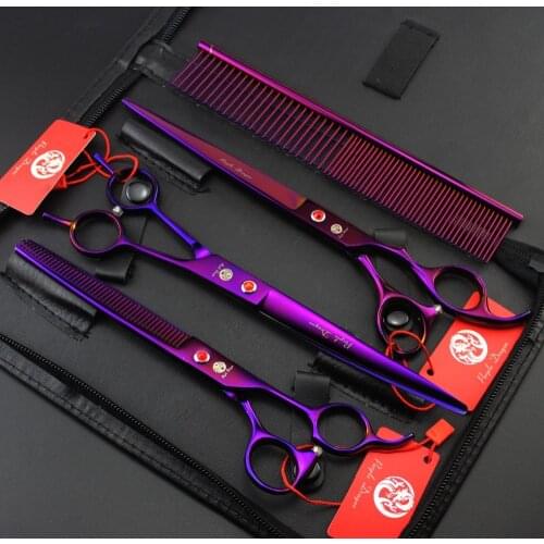 3PCS/Set 8" Pet Scissors Dog Grooming Scissors Set Hair Cutting Tools Kit Straight Curved Thinning Shears For Dogs Droshipping
