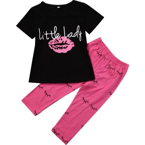 Toddler Kids Baby Girls Clothing Cotton T shirt Tops Short Sleeve Pants 2PCS Outfit Clothes Set Girl Tracksuit