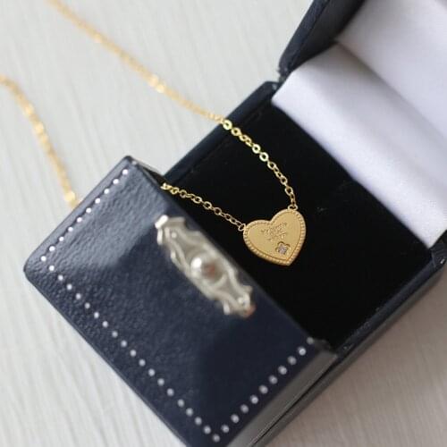 Love Heart Necklace My Heart Is Filled With You Small Simple Necklace Clavicle Chain Titanium Steel Gold-Plated HCL260