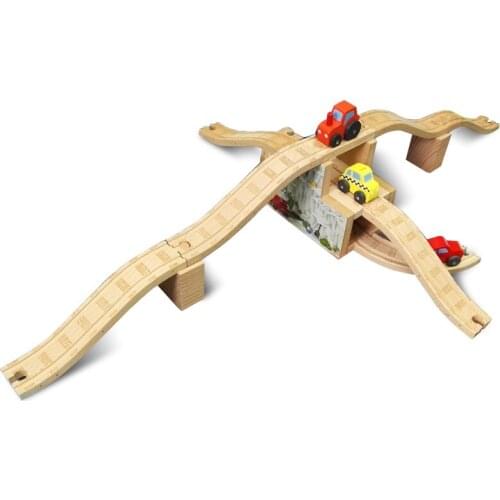 P026 Luxury Triplex combination of snow Bridge traffic hub can freely assembling toys compatible with wooden train track