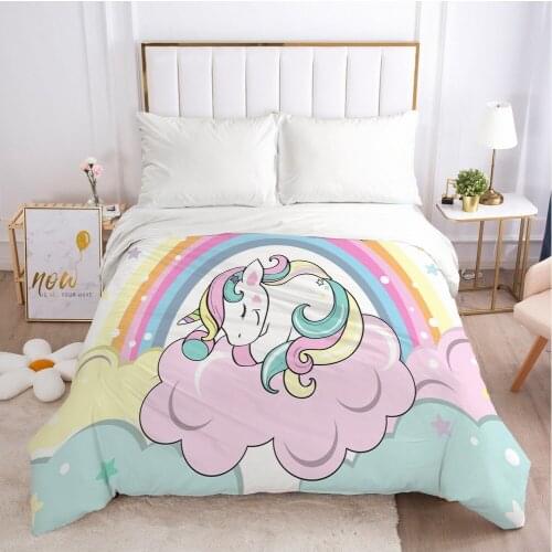 Unicorn Cartoon Duvet Cover with Zipper Comforter/Quilt/Blanket Case 180x210 230x220 3D Bedding For Baby Kids Child Girls Boys
