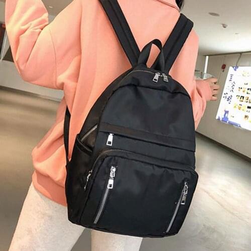 Women Casual Quality Nylon Waterproof Zip Backpack Student Travel Multi-pocket School Bag Pack Outdoor Sport School Bag