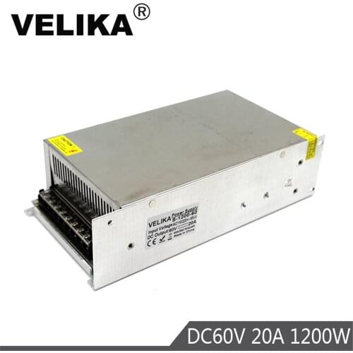 Regulated DC60V 20A 1200W Power Supply Switch Driver Transformers 220 110V AC DC60V SMPS for Industry Mechanical Equipment Motor