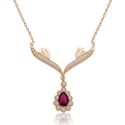 Silver Red Stone Locket Lady Necklace