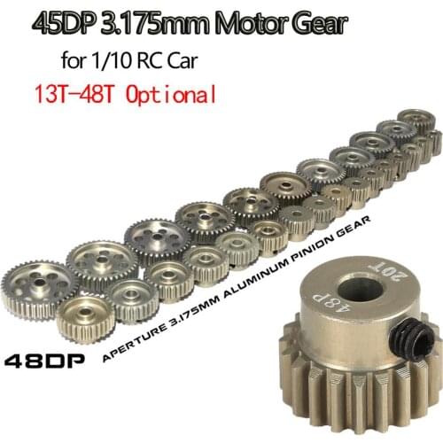 2Pcs 48DP 3.175mm 13T 14T 15T 16T 17T 18T 19T 20T 21T-25T 26T-30T 31-48T Pinion Motor Gear for 1/10 RC Brushed Brushless Car