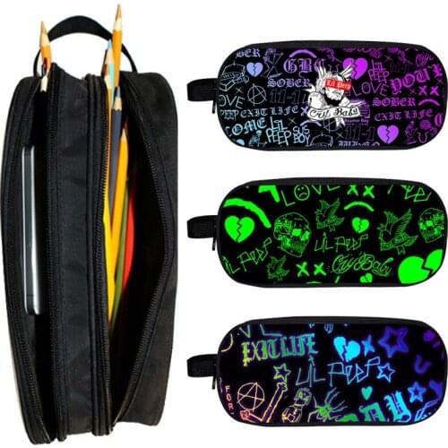 3D Double Layer Lil Peep Functionary Pencil Case Children Pen Bag Student Cartoon Pencil Box Stationery Bag Women Cosmetic Bag