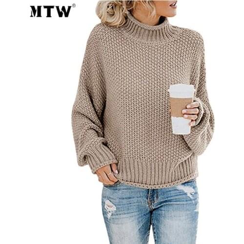 2020 Autumn Winter Knitted Sweater Pullover Casual Loose Long Sleeve Office Jumpers Korean Turtleneck Crochet Tops