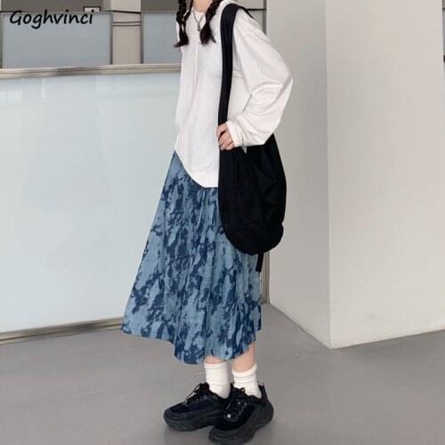 Skirts Women All-match Simple Summer Comfortable Trendy New Female Korean Style Students Casual Lovely Fit Blue Loose Streetwear