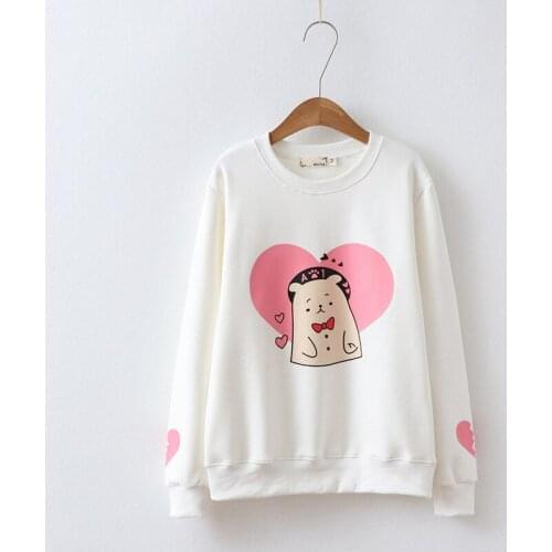 Merry Pretty Plus Velvet Thick Womens Cartoon Print Harajuku Pink Hoodies Sweatshirts 2021 Winter Long Sleeve O-Neck Tracksuits